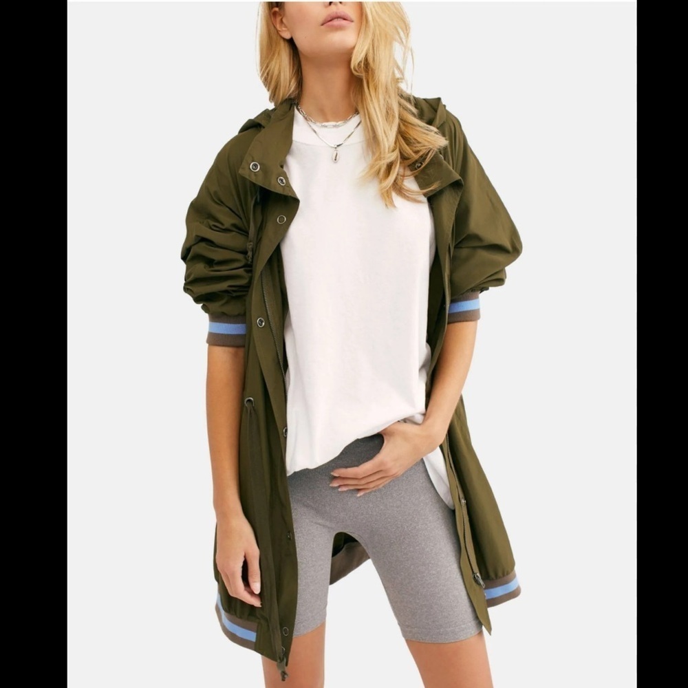 Free People Olive Green Relaxed Fit Windswept Jacket Size XS slouchy oversized